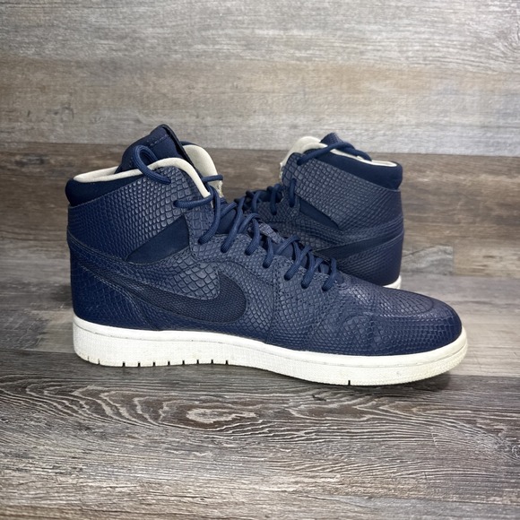 Nike Air Jordan 1 High Nouveau Navy Snakeskin 819176-407 2016 Shoes Size 7.5 - Picture 8 of 14